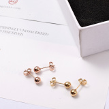 韩国进口韩版时尚气质精致钛钢18K玫瑰金小圆形光面耳钉女耳饰品