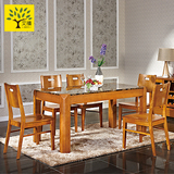大理石餐桌子长方形 餐桌椅组合一桌六椅简约现代中式餐厅家具