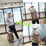 韩版双肩包男女情侣帆布健身运动包户外大容量旅行背包单肩圆筒包