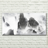 现代装饰画客厅沙发墙画印象黄山山水长幅壁画无框画黑白风景挂画