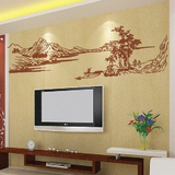 山水画水墨画 古典中国风 客厅 书房 沙发 办公室背景墙贴 M392