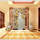 客厅过道背景墙 现代玄关背景墙砖 浮雕过道艺术瓷砖壁画 3D花卉