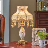 欧式台灯卧室床头灯温馨创意水晶布艺时尚暖光奢华婚房结婚台灯