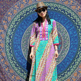 泰国刺绣连衣裙 佟丽娅同款棉印花波西米亚长款kurta 民族风长裙