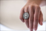 希腊设计师Marian 纯银氧化黑古希腊文化古董钱币戒指 女神雅典娜