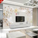 欧式大型客厅电视壁画3D浮雕玉雕花朵花卉背景影视墙壁纸卧室墙纸