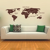 简约世界地图墙贴 办公室工作书房沙发背景装饰贴纸客厅玻璃贴