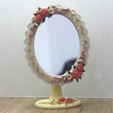 特价包邮欧式韩式田园浮雕玫瑰立式公主树脂化妆镜台式复古梳妆镜