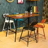 美式定制铁艺实木餐桌椅复古咖啡厅酒吧阳台桌椅靠背彩色休闲椅