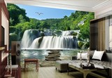 山水瀑布风景大型壁画电视沙发背景墙墙纸壁纸无缝整张墙布3D立体