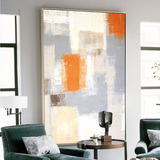 简约现代客厅巨幅抽象油画软装背景墙壁画小清新黄色帆布简框画
