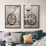 自行车 客厅装饰画双联 现代简约家装走廊过道挂画墙画壁画摄影画