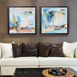 客厅装饰画沙发背景墙壁画双联有框画现代简约式玄关挂画北欧抽象