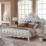 欧式床全实木床真皮床美式双人床新古典简约雕花法式床皮艺婚床家