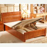 实木床1.2米橡木床儿童床1.2米高箱储物床1.35 1.5米双人床1米床