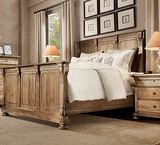 美式乡村橡木实木床法式复古双人床卧室雕花公主婚床工业风格家具