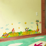 动物小鹿儿童房卧室踢脚线墙贴 卡通腰线贴幼儿园教室布置可移除