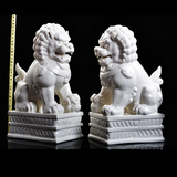33厘米 陶瓷白 大狮子摆件 招财 辟邪 镇宅 富贵对狮家居对狮