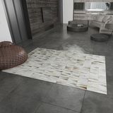 新款创意灰色拼接三角牛皮地毯  设计师原创设计别墅牛皮地毯