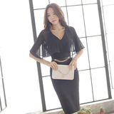 2016新款夏装连衣裙黑色修身显瘦包臀气质OL性感名媛女装韩版