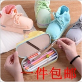 韩国创意鞋子多功能笔袋帆布小学生笔盒男生简约笔盒女生可爱文具