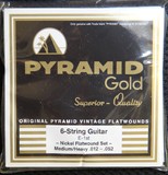 德国进口 Pyramid Gold Chrome 平卷爵士吉他琴弦 Hex core 12-52