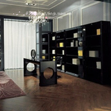 高端定制黑色钢琴烤漆时尚书柜文件柜现代简约时尚组合书柜定制