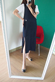 ^@^许小凡 2016夏款女装背带修身显瘦针织连衣裙MQOP326M-798