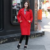 2016秋冬新款韩版宽松加厚呢子大衣女时尚BF茧型中长款羊毛呢外套
