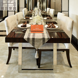 简约时尚餐桌长方形时尚餐桌椅组合现代小户型餐厅饭桌不锈钢餐台