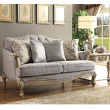 欧式布艺单人沙发美式古典实木双人沙发法式田园客厅三人沙发组合