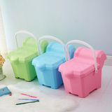 时尚创意儿童玩具滑轮收纳凳塑料动物卡通带手提箱大象小羊储物桶