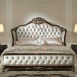 美式实木床1.8米公主床法式复古做旧雕花双人床北欧简约卧室家具