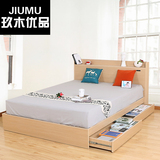 日式床抽屉床储物收纳板式床低箱床1.2米1.5米1.8米韩式床 可定制
