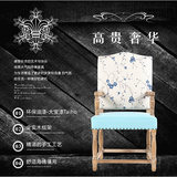 美式乡村原木色实木餐椅 欧式复古做旧餐桌椅法式棉麻布艺扶手椅