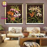现代简约客厅挂画东南亚风格装饰画二联画纯手绘油画植物芭蕉叶