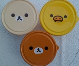 轻松熊 5低价日本件套饭盒 塑料圆形便当盒保鲜盒热卖