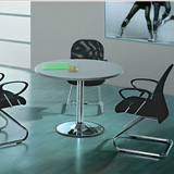 简约时尚办公钢架会议桌板式圆形会议桌小型会议桌玻璃洽谈桌