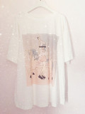 夏日 日系软妹独角兽木马少女图案短袖 T恤