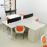 上海办公家具L型职员电脑桌4人组合办公桌椅十字屏风工作位员工位