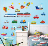 飞机火车汽车幼儿园装饰贴环境布置品 儿童房卧室客厅卡通墙贴纸