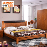现代中式实木床北欧双人高箱床白蜡木1.5米1.8米储物婚床卧室家具