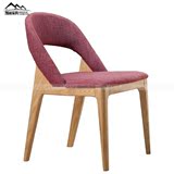 餐椅 北欧创意实木水曲柳木餐椅 酒店餐厅咖啡厅靠背休闲布艺餐椅