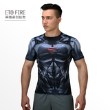 ETQFire 超蝙紧身t恤 男 运动健身服 蝙蝠侠大战超人战衣 T006002