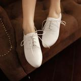 2015春季新款韩国小白鞋圆头低跟单鞋系带休闲鞋大码女鞋41-43