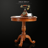 欧式实木家具圆形阳台茶几小圆桌子茶几椅子组合咖啡桌橡木洽谈桌