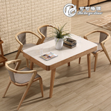 北欧式实木餐桌 水曲柳餐桌椅组合  大小户型全实木 钢化玻璃餐桌