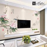 中式客厅卧室电视背景墙纸壁画3d无纺布壁纸无缝墙布简约百合花