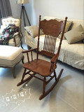 包邮 美式乡村橡木实木摇椅 雕刻休闲椅  午睡椅