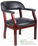 新款美式实木皮艺餐椅书椅圈椅简约咖啡厅扶手椅欧式会议椅休闲椅